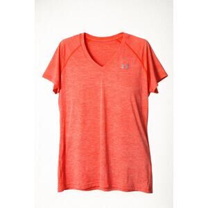 Under Armour Heat Gear V Neck Workout Shirt Orange XL